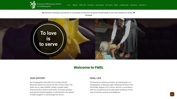 Screenshot of the Charity For Roman Catholic Purposes Administered In Connection With The Congregation Of The Franciscan Missionary Sisters (Littlehampton) website