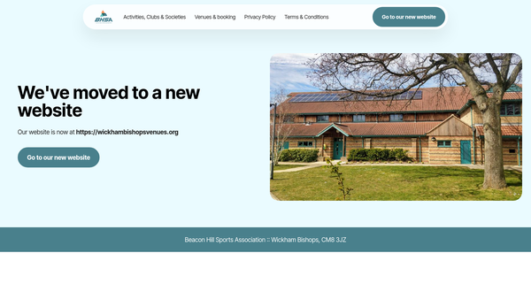 Screenshot of the Beacon Hill Sports Association website