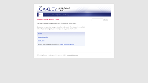 Screenshot of the The Oakley Charitable Trust website