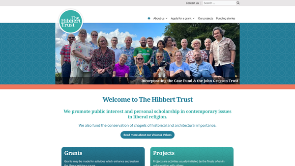Screenshot of the The Hibbert Trust website