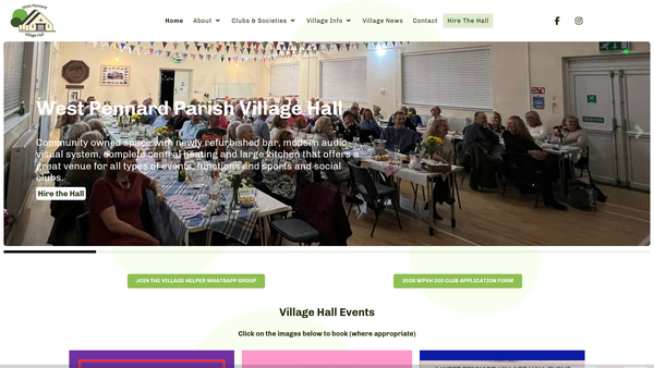 Screenshot of the West Pennard Village Hall website