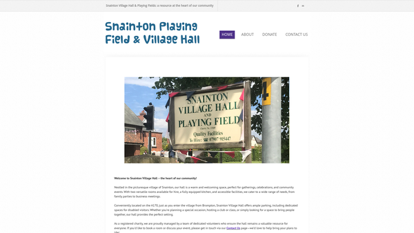 Screenshot of the Snainton Playing Field And Village Hall website