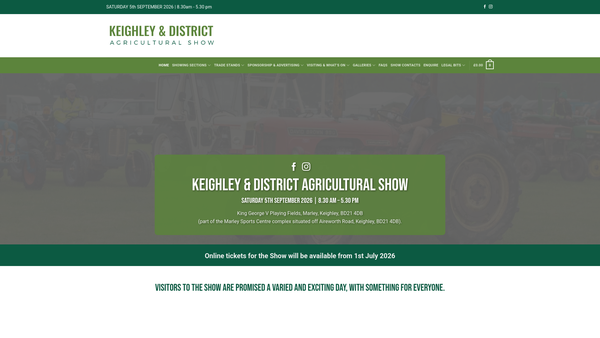 Screenshot of the The Keighley And District Agricultural Show Society website
