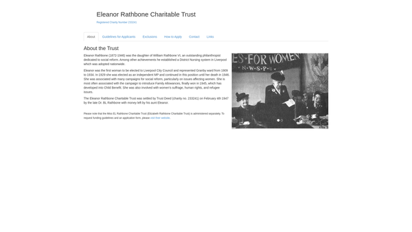 Screenshot of the Miss E F Rathbone Charitable Trust website