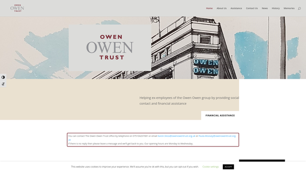 Screenshot of the The Owen Owen Trust Fund website