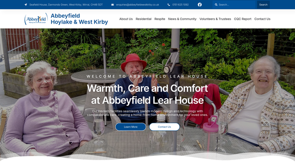Screenshot of the The Abbeyfield Hoylake And West Kirby Society Ltd website