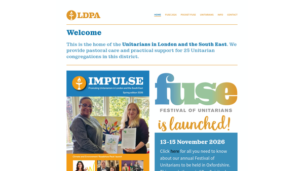 Screenshot of the The London District And South Eastern Provincial Assembly Of Unitarian And Free Christian Churches (Incorporated) website
