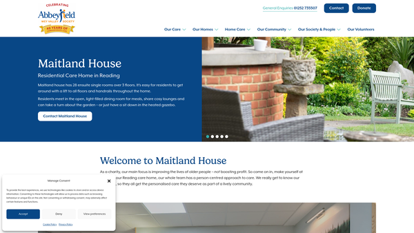Screenshot of the Abbeyfield Reading Society Ltd website