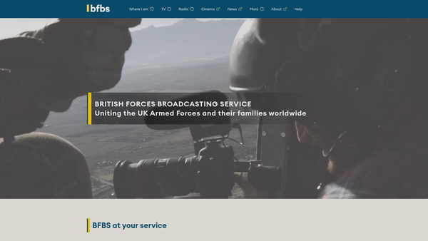 Screenshot of the Bfbs website
