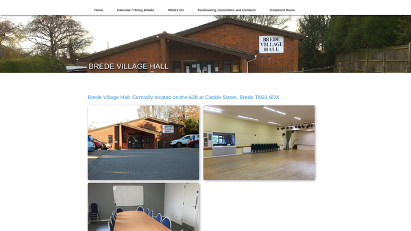 Screenshot of the Brede Village Hall website