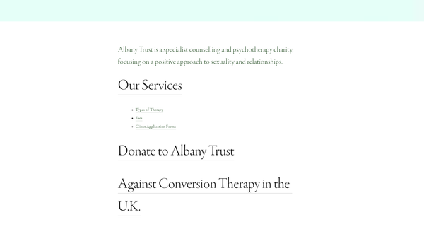 Screenshot of the Albany Trust website