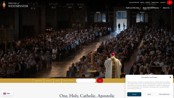 Screenshot of the Westminster Roman Catholic Diocesan Trust And Other Trust Funds Administered By The Westminster Roman Catholic Diocesan Trustee website