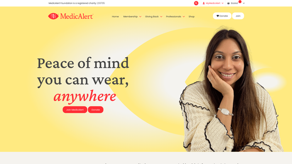 Screenshot of the The Medicalert Foundation website