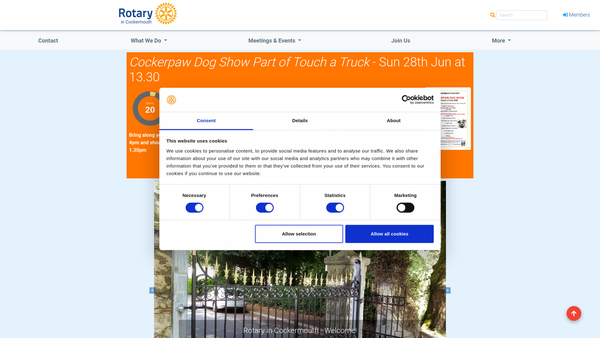 Screenshot of the Cockermouth Rotary Club Charitable Trust website