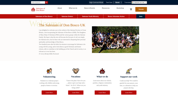 Screenshot of the Salesians Of Don Bosco UK website