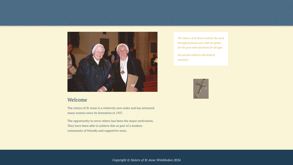 Screenshot of the Congregation Of The Sisters Of Saint Anne website