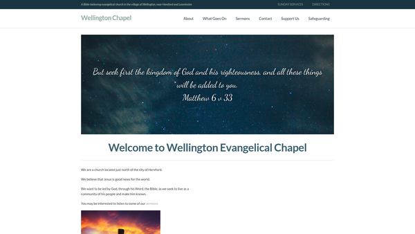 Screenshot of the Wellington Evangelical Chapel website