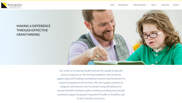 Screenshot of the Sir Jules Thorn Charitable Trust website