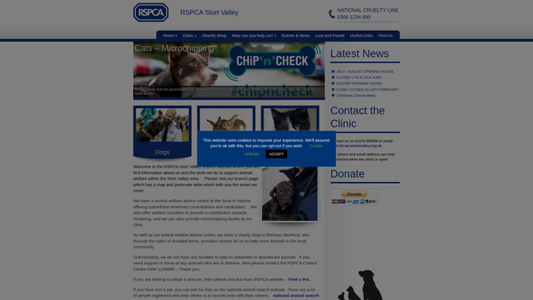 Screenshot of the Royal Society For The Prevention Of Cruelty To Animals Stort Valley Branch website