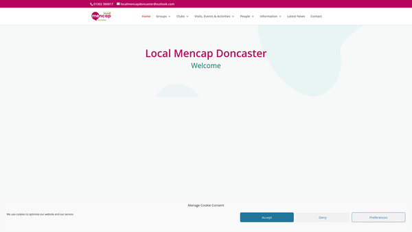 Screenshot of the Doncaster Mencap website