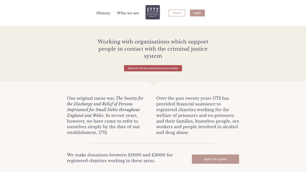 Screenshot of the Debtors' Relief Funds Charity website