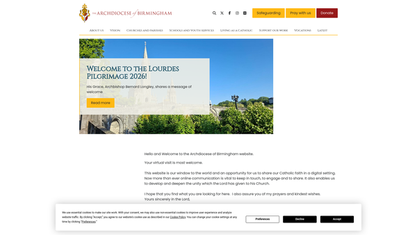 Screenshot of the Birmingham Diocesan Trust website