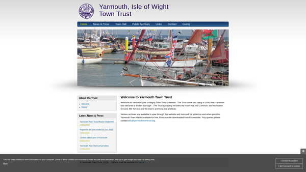 Screenshot of the Yarmouth (Isle Of Wight) Town Trust website