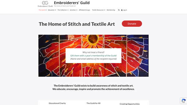 Screenshot of the The Embroiderers' Guild website