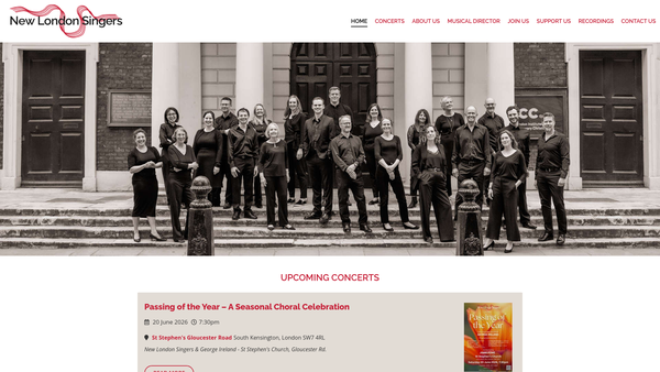 Screenshot of the New London Singers website