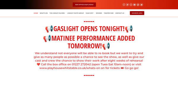 Screenshot of the Lindley Players Limited website