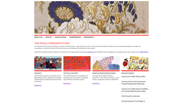 Screenshot of the Pasold Research Fund Limited website