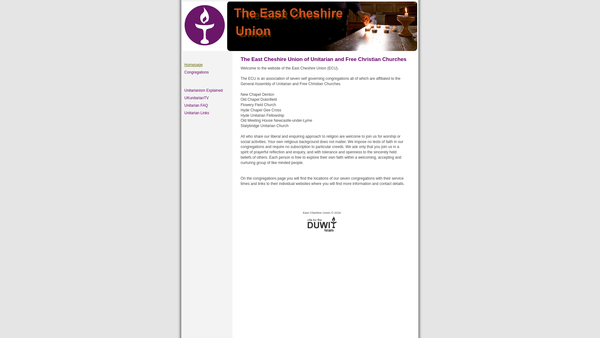 Screenshot of the East Cheshire Union Of Unitarian And Free Christian Churches website