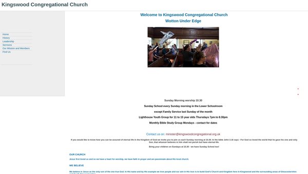 Screenshot of the Kingswood Congregational Chapel Charity website