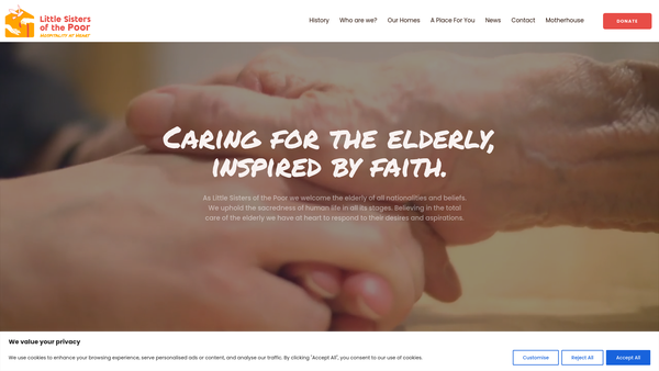 Screenshot of the The Congregation Of The Little Sisters Of The Poor - English Province website