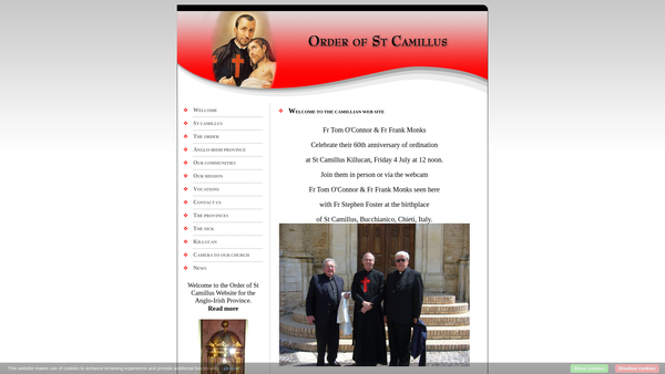 Screenshot of the The Order Of St Camillus Or The Clerics Regular Servants Of The Sick website