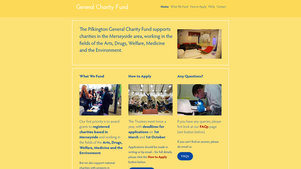 Screenshot of the The General Charity Fund website