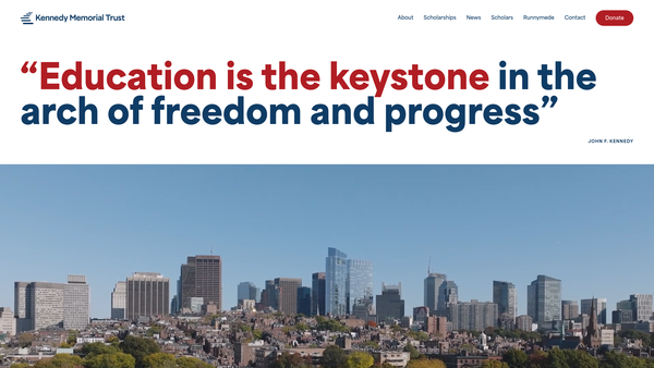 Screenshot of the Kennedy Memorial Fund website