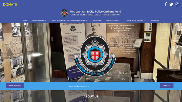 Screenshot of the The Metropolitan And City Police Orphans Fund website