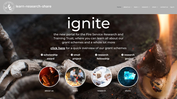 Screenshot of the The Fire Service Research And Training Trust website