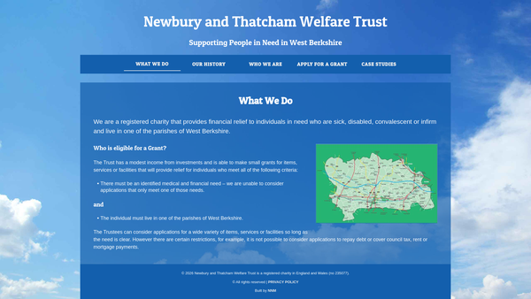Screenshot of the The Newbury And Thatcham Welfare Trust website