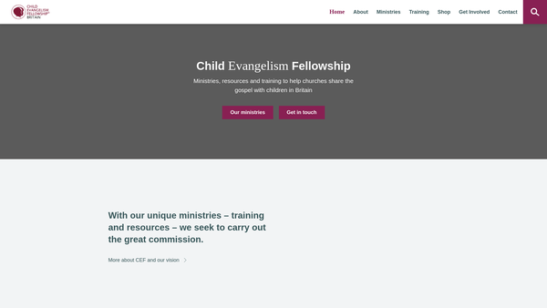 Screenshot of the Child Evangelism Fellowship Of Britain website