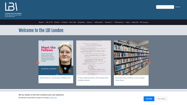 Screenshot of the Leo Baeck Institute Limited website