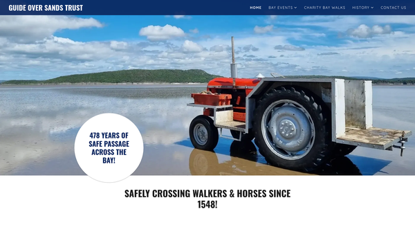 Screenshot of the Charity For Providing Guides Over The Kent And Leven Sands website