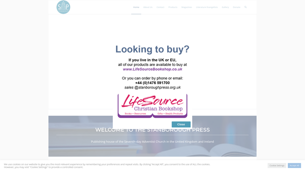 Screenshot of the The Stanborough Press Limited website