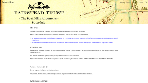 Screenshot of the Fairstead Trust website
