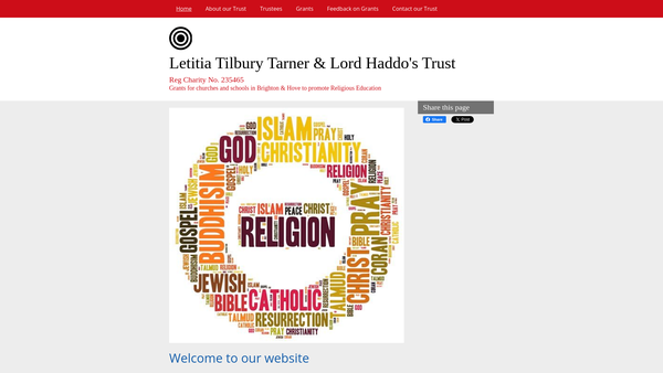 Screenshot of the Letitia Tilbury Tarner And Lord Haddo Trust website