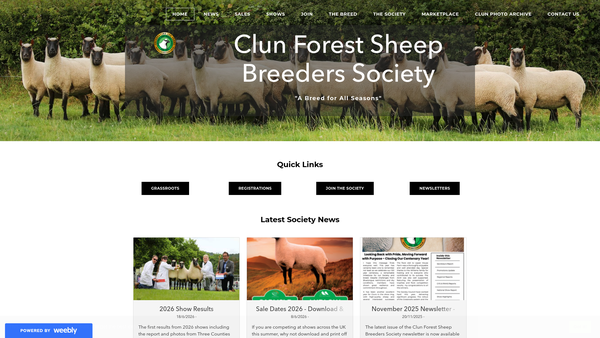 Screenshot of the The Clun Forest Sheep Breeders' Society Limited website