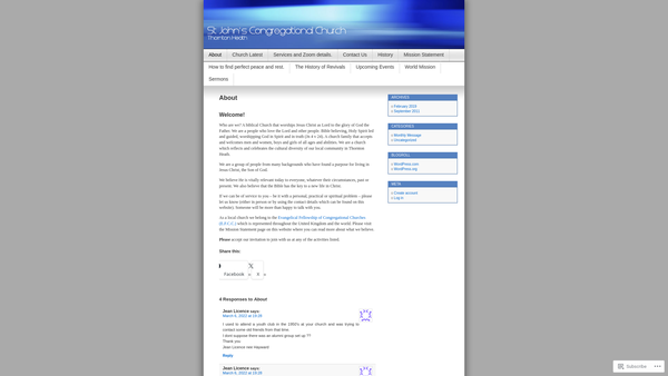 Screenshot of the Trust Property Icw St John's Congregational Church website