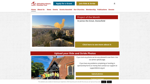 Screenshot of the Oxfordshire Historic Churches Trust website