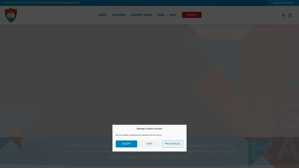 Screenshot of the The Soldiers' And Aviators' Scripture Readers Association website